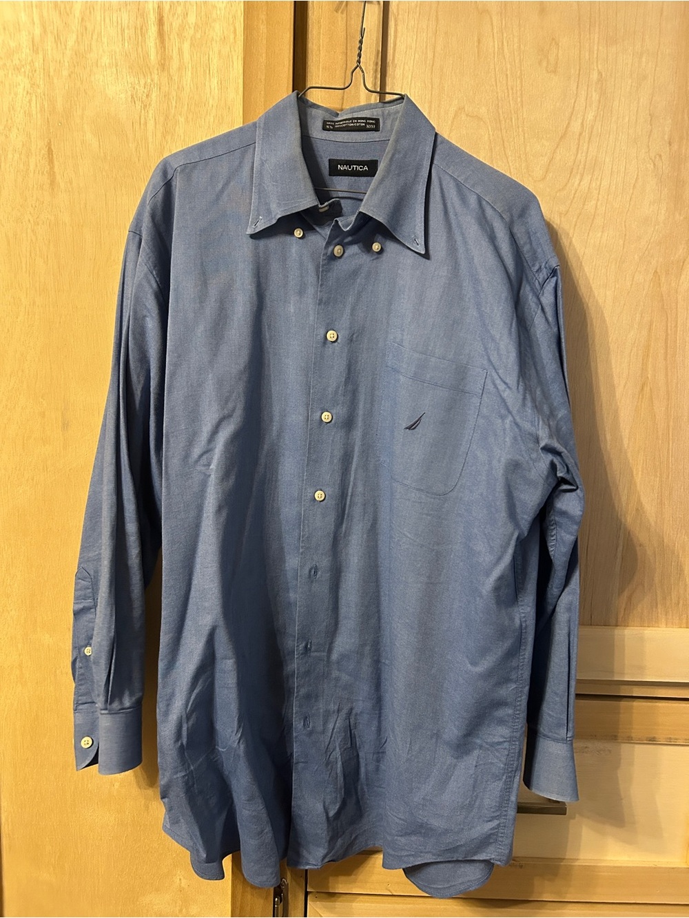 Nautica Men's Light Blue Button-Up Dress Shirt